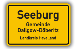 Ortsschild Seeburg in Brandenburg